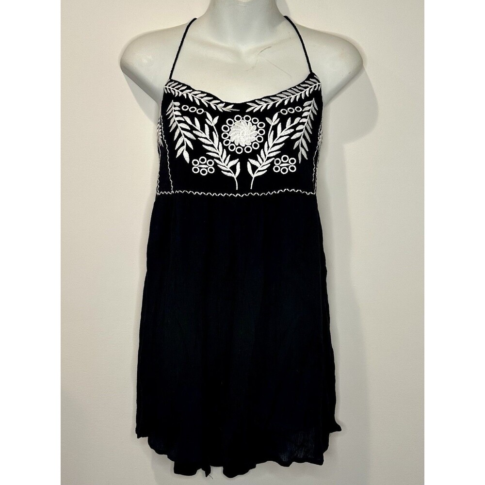 Suzanne Betro Black White Embroidered Strappy Mini Dress Size S Small NWT!!!